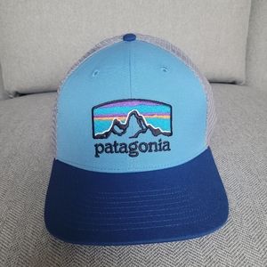 NWT Patagonia Fitz Roy Horizons Trucker Hat Cap Blue